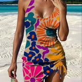 Filipa - Tankini graphique floral avec short, effet ventre plat