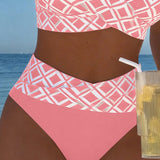 Sara - Bikini Deux Pièces avec Soutien-Gorge en Découpe et Motif Diamant