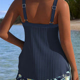 Serafina - Tankini Rayé avec Bas de Bikini en Deux Pièces