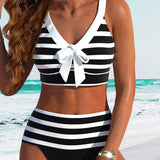 Vitória - Maillot de bain à rayures taille haute