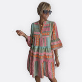 Madalena - Robe Boho à Volants avec Coupe Fluide