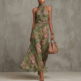 Filipa - Robe Longue Halter Florale