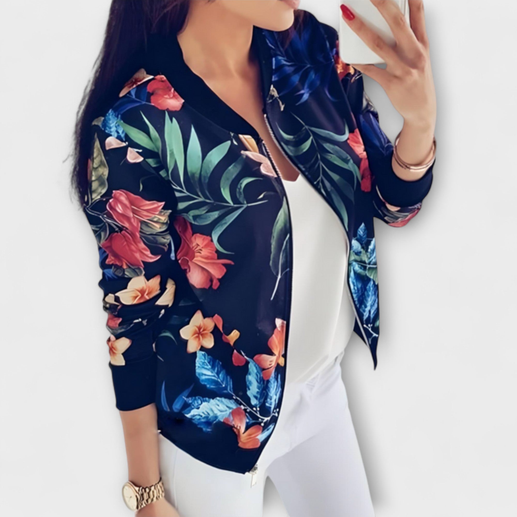 Andreia - Veste bomber élégante fleurie