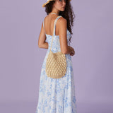 Renata - Robe Midi Fleurie Bleue