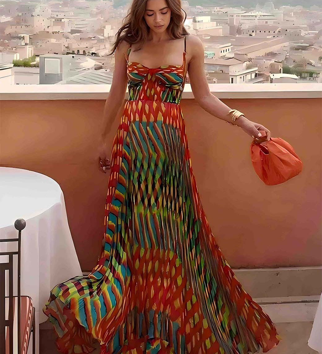 Aria - Robe Maxi Imprimée Abstraite
